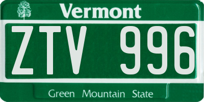 VT license plate ZTV996