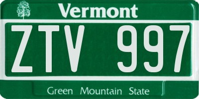 VT license plate ZTV997