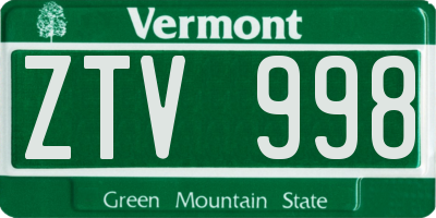 VT license plate ZTV998