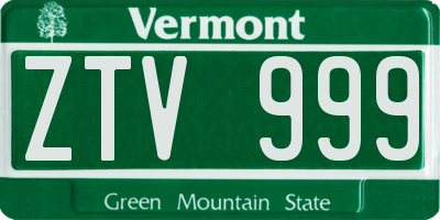 VT license plate ZTV999