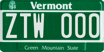 VT license plate ZTW000