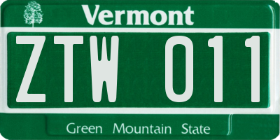 VT license plate ZTW011
