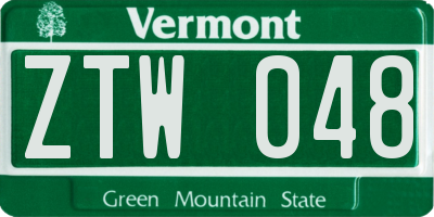 VT license plate ZTW048