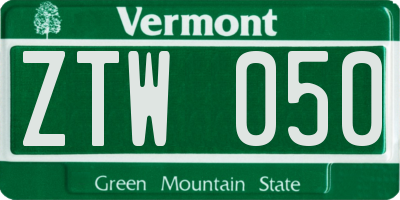 VT license plate ZTW050