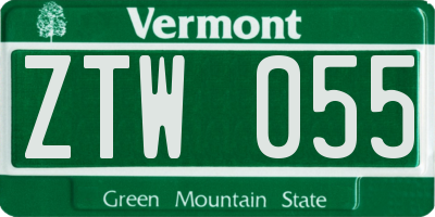 VT license plate ZTW055