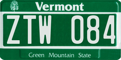 VT license plate ZTW084