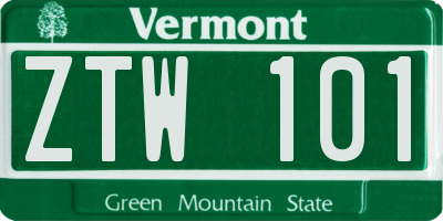 VT license plate ZTW101