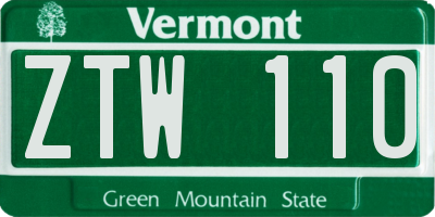 VT license plate ZTW110