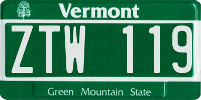 VT license plate ZTW119
