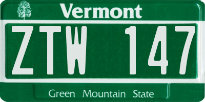 VT license plate ZTW147