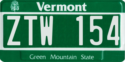 VT license plate ZTW154