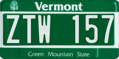 VT license plate ZTW157