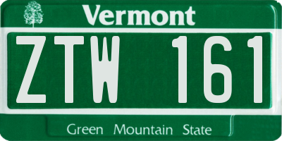 VT license plate ZTW161