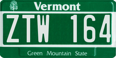 VT license plate ZTW164