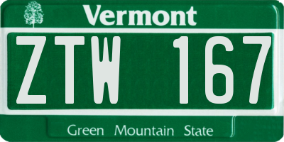 VT license plate ZTW167