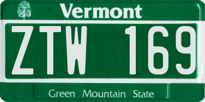 VT license plate ZTW169