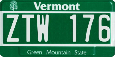 VT license plate ZTW176