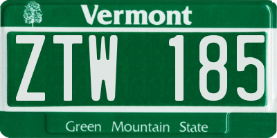 VT license plate ZTW185