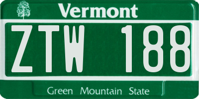VT license plate ZTW188
