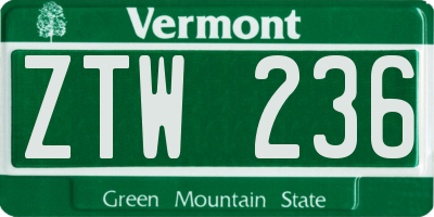 VT license plate ZTW236