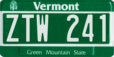 VT license plate ZTW241