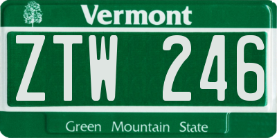 VT license plate ZTW246