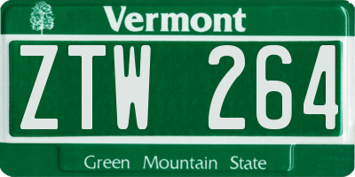VT license plate ZTW264