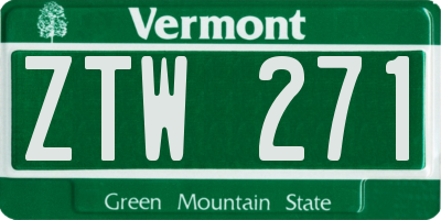VT license plate ZTW271