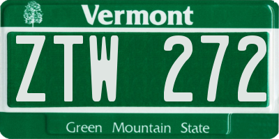 VT license plate ZTW272