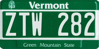VT license plate ZTW282