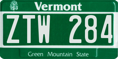 VT license plate ZTW284
