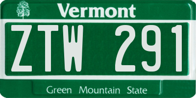 VT license plate ZTW291