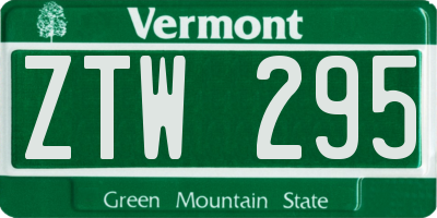 VT license plate ZTW295