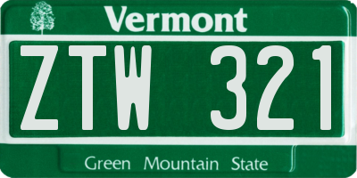 VT license plate ZTW321