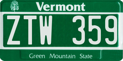 VT license plate ZTW359