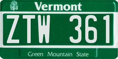 VT license plate ZTW361