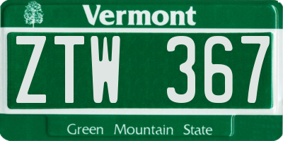 VT license plate ZTW367