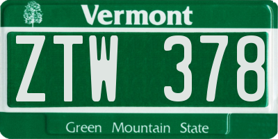 VT license plate ZTW378