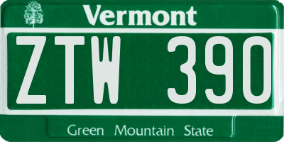 VT license plate ZTW390