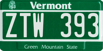 VT license plate ZTW393