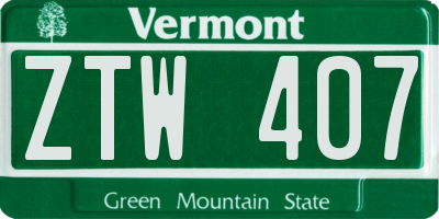 VT license plate ZTW407