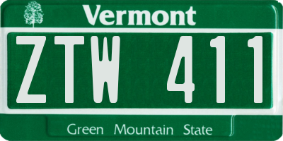 VT license plate ZTW411