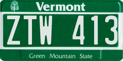 VT license plate ZTW413