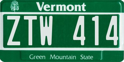 VT license plate ZTW414