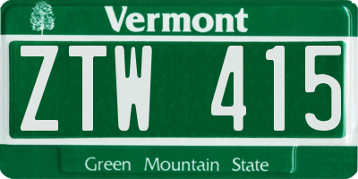 VT license plate ZTW415