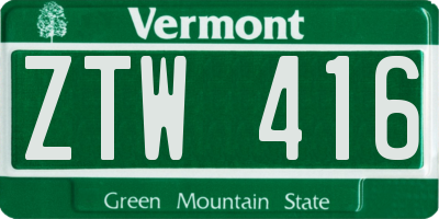 VT license plate ZTW416
