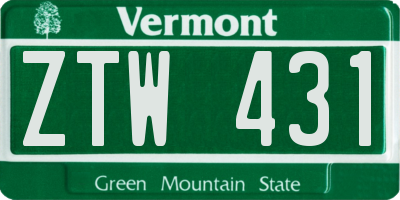VT license plate ZTW431