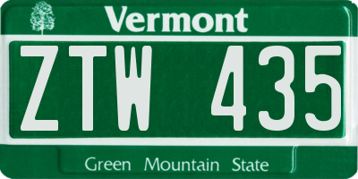 VT license plate ZTW435