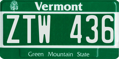 VT license plate ZTW436