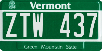 VT license plate ZTW437
